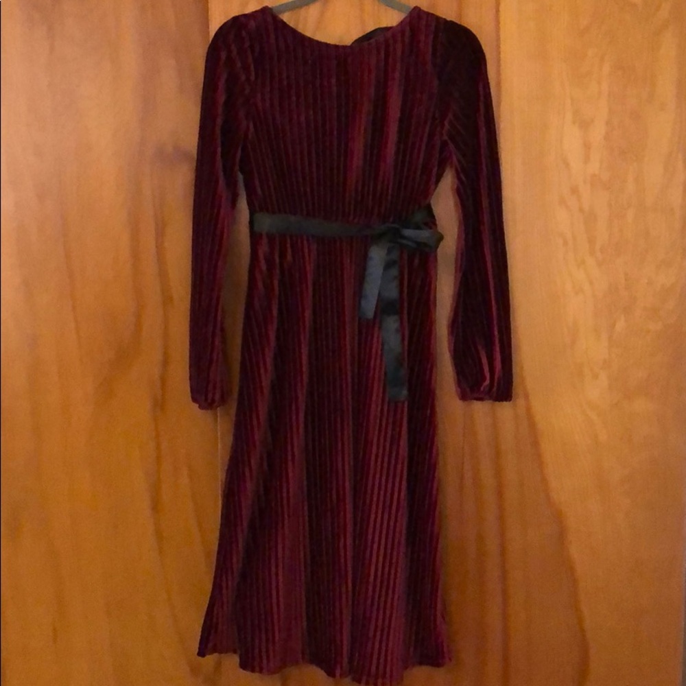 Dark red velvet maternity dress